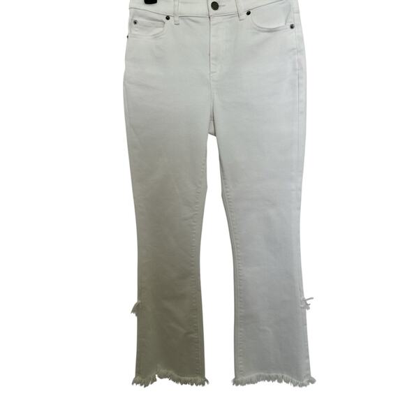 1.state Pinstripe Mini Kick Flare Pants Size 6 White Pants - Picture 2 of 10